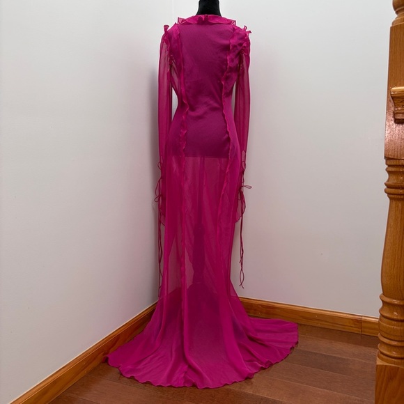 Rat & Boa- FARRETTI DRESS PINK Size Large Sheer Beach Cover Up - Picture 11 of 15